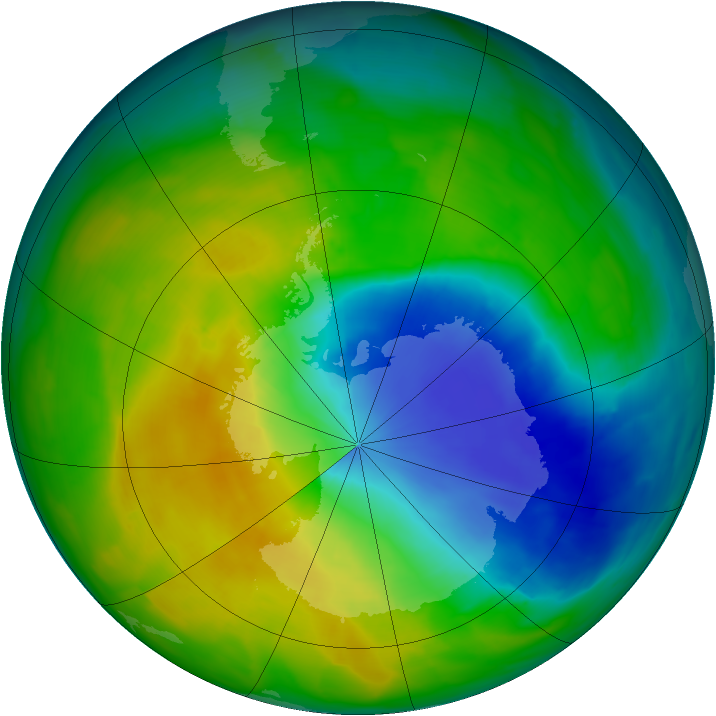 Antarctic ozone map for 02 November 2013